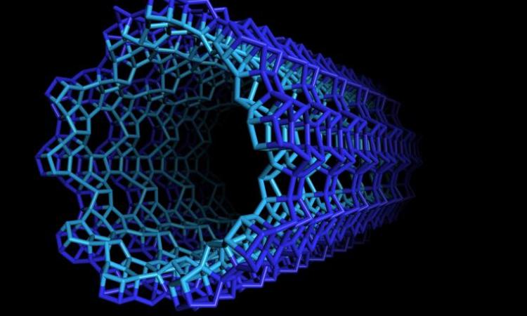 <p><em>The single-walled zeolitic nanotube is composed of a microporous aluminosilicate wall encapsulating a hollow mesoporous core. (Credit: Tom Willhammar, Stockholm University</em>)</p>