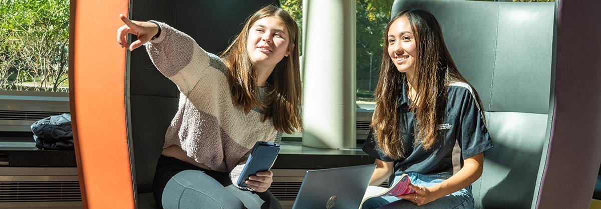 undergrad students in atrium